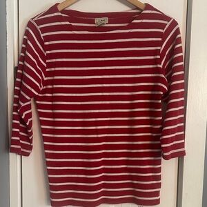 L.L. Bean Red and White Striped Shirt